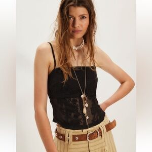 NWT Free People Place Me In Lace Tank Black Size L